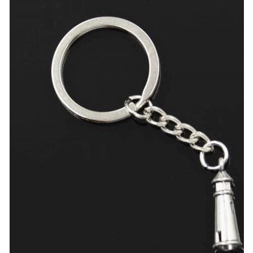 New Fashion Men 30mm Keychain DIY Metal Holder Chain Vintage Hollow Lighthouse 25x8mm Bronze Pendant Gift