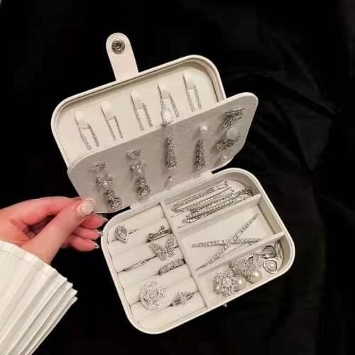 New Arched Portable PU Fresh And Simple Jewelry Box 2 Layers Small Earring Ring Multifunctional Leather Jewelry Packaging Box