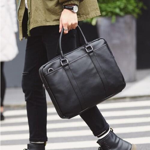 Zipper solid business OL Briefcases pu leather computer bag Computer Interlayer fishion Handbag single shoulder bag