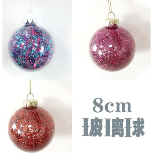 Christmas Glass Ball decorations hanging gifts foreign trade shop layout creative gift 8cm inside fill five colored balls