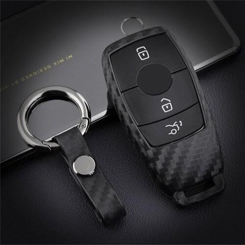 Silica Gel Carbon Fiber Car Key Cover For Mercedes Benz E Class W213 E400 E300 S CLASS W202 W203 Key Protection Case Accessories