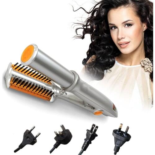 2 in 1 Hair Straightener Curler Portable Adjustable Temperature Ceramic Curling Iron Wand Roller Hairdressing Tool
