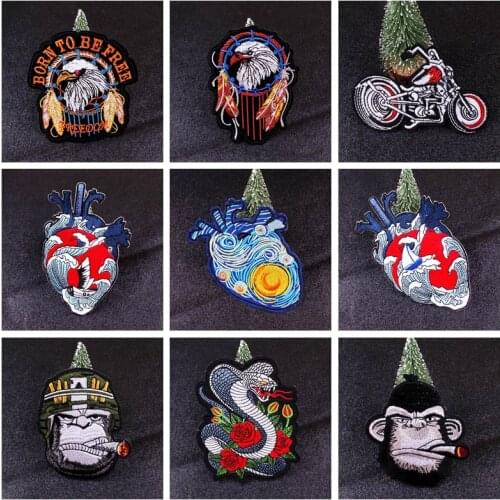 Embroidery Patch For Jacket Back Punk Biker Patches Clothes Stickers Iron On Patches For Clothing Jacket Back Patch Badge DIY