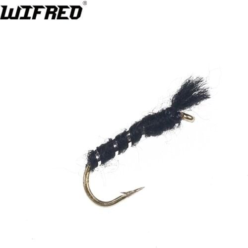 10pcs #14 Black Buzzer Fly Silver Rib Trout Fishing Nymph Lures