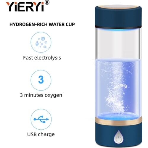Yieryi SPE/PEM Rich Hydrogen Cup Water Generator USB Rechargeable Alkaline Lonizer Bottle with Drain Hole For Improve Sub-health