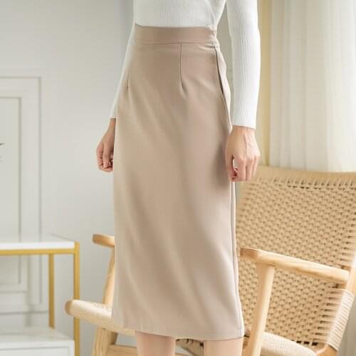 Limiguyue Spring Women Skirt Midi Straight Hip Elegant Office Lady Fashionable Female High Waist Wrap Skirts Elegant Party K367