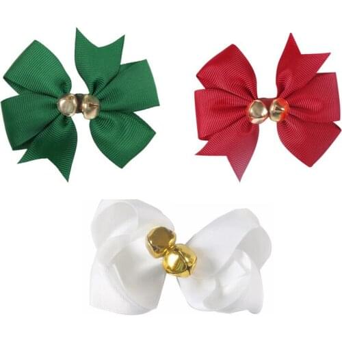 NEW 3.5INCH Christmas Bell Children Bow Hairpin Festive Girl With Buckle Hair Clip for Girls hair accessories