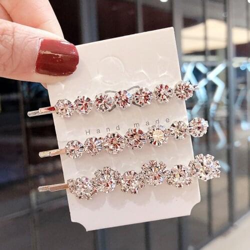 3PCS/Set New Luxury Shining Crystal Barrettes Women Elegant Hair Clips Headband Hairpins Hair Ornament Fashion Hair Accessories