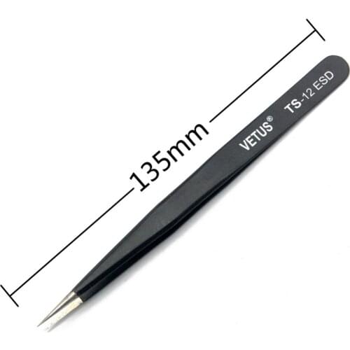 Aidetek Pro Anti-static ESD safe Fine Super Anti-Magnetic Non-corrosive Tweezers ESD-TS-12