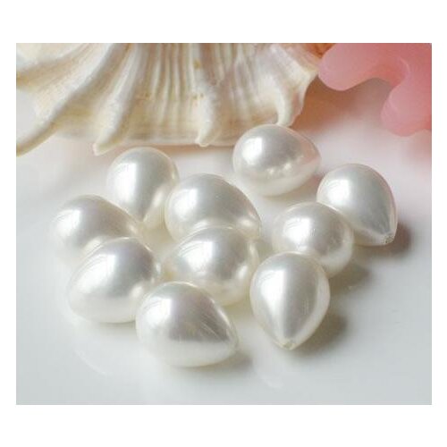 Favorite Pearl Loose Beads AAA 12X15MM White Sea Shell Pearl Tear Drop Half Drilled DIY Jewelry Marking For Earring Pendant