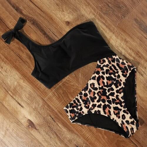 Swimwear Women 2021 Womens Swimsuits Leopard Padded One Shoulder Swimming Suit Bathing Suit Monokini One Piece Swimsuit Women