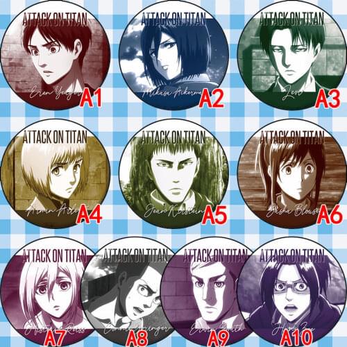 1/10PCS Anime Attack on Titan Badge Allen Mikasa Liwell Captain Game Anime Peripheral Badge Pendant Brooch Card Cartoon Cute