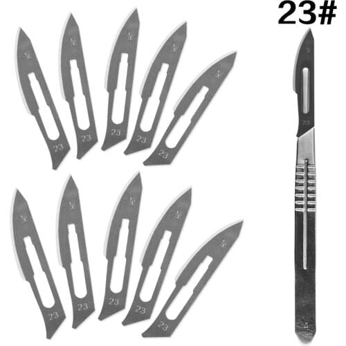 10 pc 11#--23# Carbon Steel Surgical Scalpel Blades + 1pc 4# Handle Scalpel DIY Cutting Tool PCB Repair Animal Surgical Knife