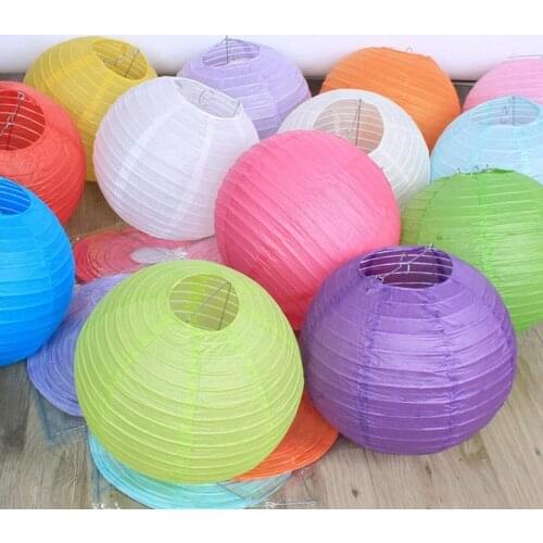 10pcs/lot 15-20-25-30-35 cm Many Colors Paper Ball Chinese Paper Lanterns For Party and Wedding Decoration Hang Paper Lanterns