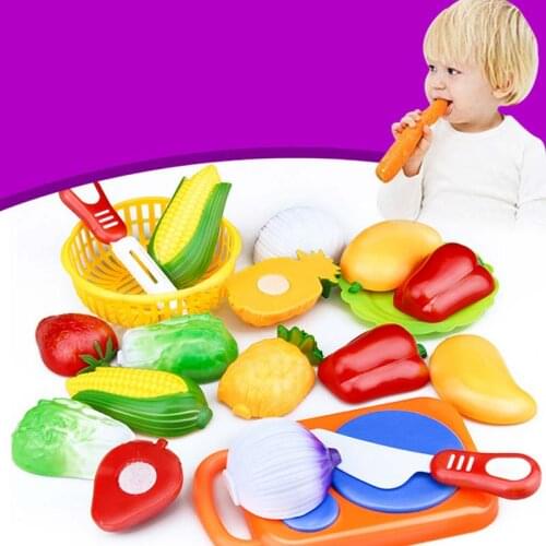 Dropshipping 12 Pcs Set Kids Kitchen Toy Plastic Fruit Vegetable Food Cutting Pretend Play Early Educational Children Toys