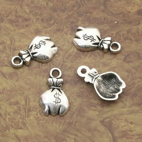 30pcs Tibetan Silver dollar bag charms X0037