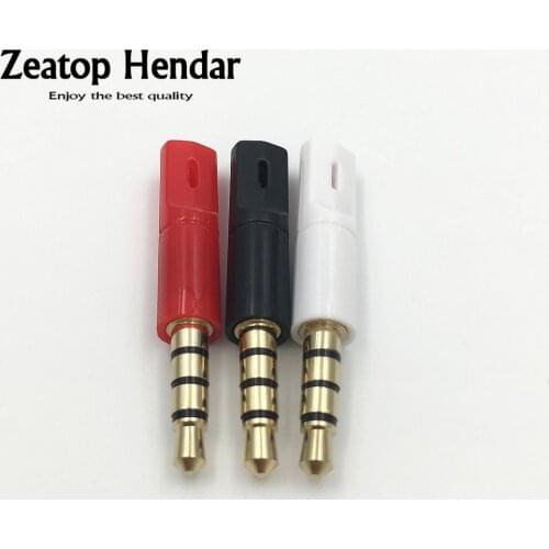 4Pcs 3.5mm 4 Pole Male Headset Jack Audio Plug Adaptor for DIY Repair Flat Cable Earphone Soldering Connector