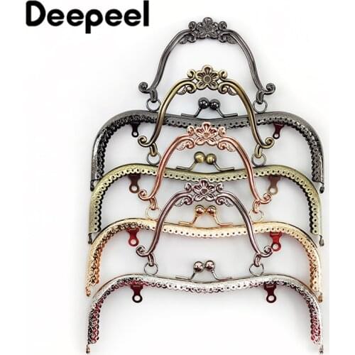 4Pcs Deepeel 20.5cm Retro Metal Bag Kiss Clasp Sewing Lock Buckle Purse Frame Handle DIY Hardware Crafts Parts Accessories BF082