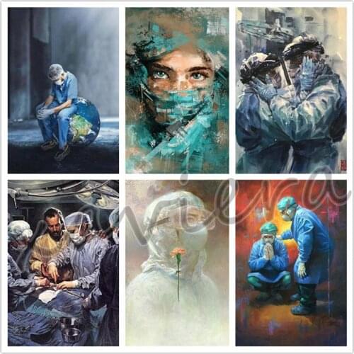 Xaviera 5D Diy Diamond Painting Doctor Nurse Full Drill Square Round Rhinestone Mosaic Portrait Jesus Cross Stitch Handmake Gift