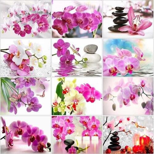 Diamond Embroidery Orchid Full Drill Square Diamond Painting Flower Rhinestones Art Wall Pictures for Living Room Home Decor