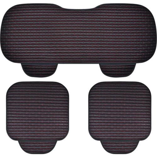 Car Seat Cushion without Backrest Three-piece Seat Cushion Fiber Linen Fabric Front and Rear Seat Cushion Pad Mat