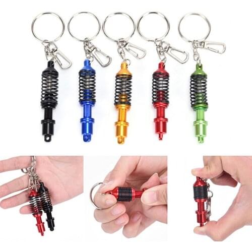 1PC Creative Car Keychain Auto Coilover Spring Shock Absorber for Car Suspension Key Chains Ring Keyrings 11.5x1.5cm Wholesale