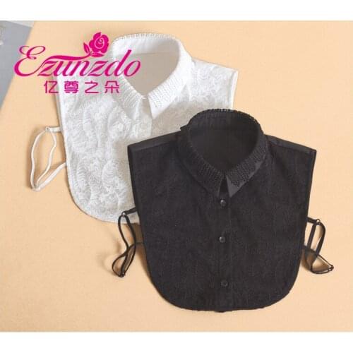 White Fake Collar Shirt Women Black Woman Lace False Collars For Shirt Fema Female Chiffon Removable Peter Pan Detachable Collar