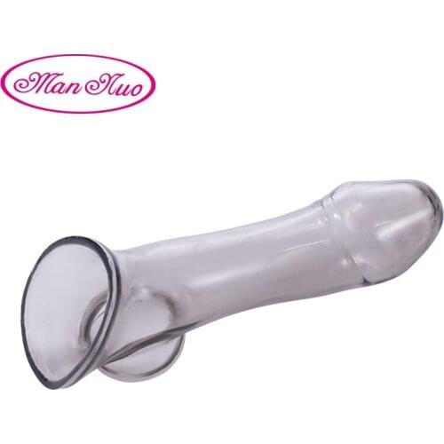 Man Nuo Reusable Condom Extender Men Cock Sleeve Delay ejaculation Ring On Penis Condoms Dick Erotic Goods Sex Toys For Male Gay