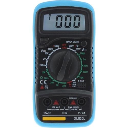 XL830L Digital LCD Multimeter Portable Multi Meter AC/DC Voltage Meter DC Ammeter Resistance Tester Blue Backlight Tools