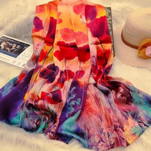 DANKEYISI Nature Silk Long Scarf Women Silk Scarf Luxury Brand Real Silk Scarf Shawl Silk Scarves Printed Shawls Beach Cover-ups