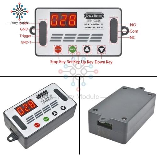 DC 12V Delay Timer Relay 3 Bits Digital Tube LED Display 4 Control Switch Delay Timer Relay with Case for Car
