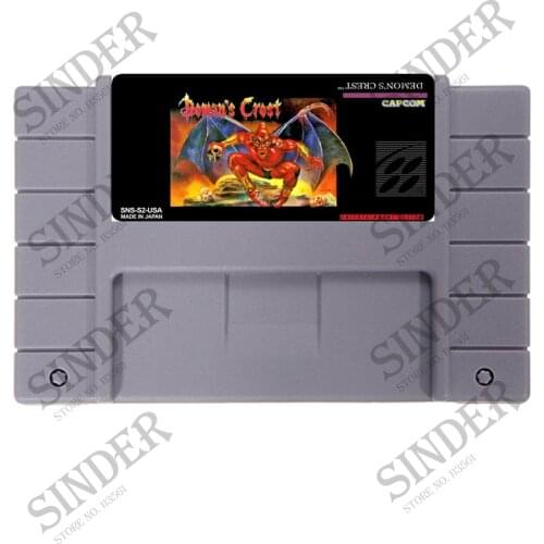 Demons Crest 16 bit Big Gray Game Card For NTSC/PAL Game Player