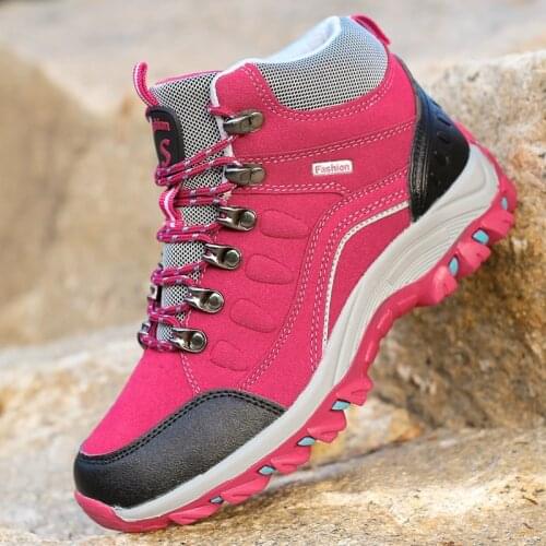 Unisex Breathable Hiking Shoes Men Outdoor Hiking Boots Women High Top Non-slip Climbing Shoes Male Trekking Hunting Sneakers