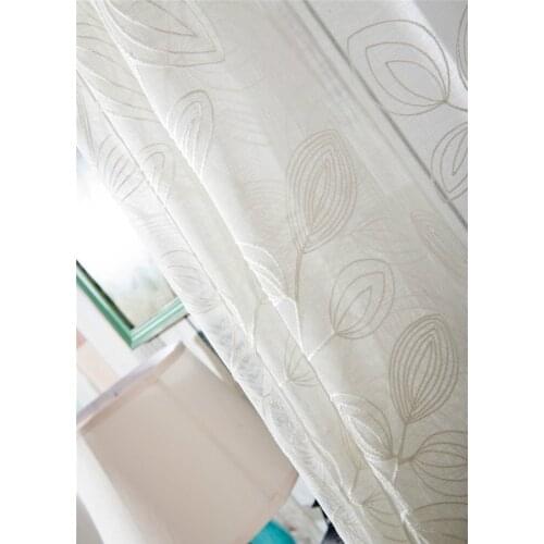 European White Embroidered Voile Curtains Bedroom Sheer Curtains for Living Room Tulle Window Curtains/Panels Window Screening