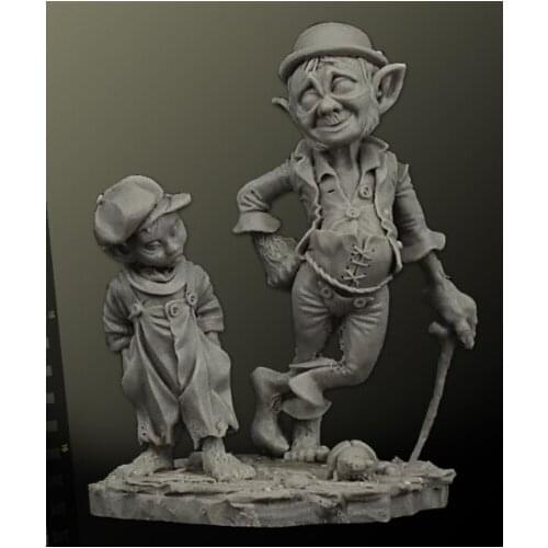 New Unassembled 1/32 54MM Old and children stand 54MM Resin Figure Unpainted Model Kit