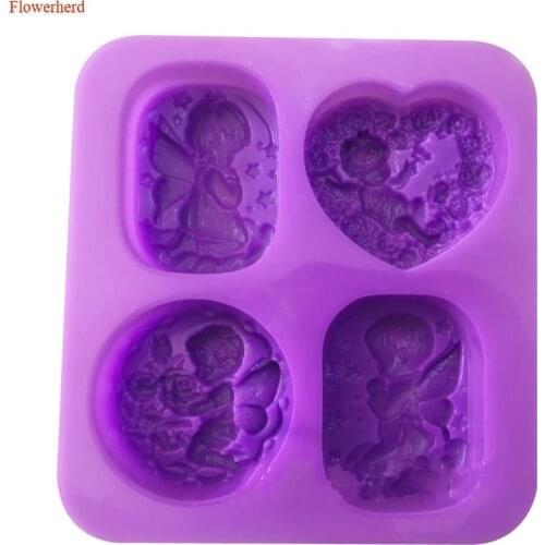 Boy and Girl Angels Shape Silicone Mold Handmade Soap Mold Cake Decorating Tools Wedding Birthday Decoration DIY Cany Cake Mold