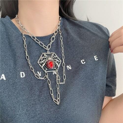 Hiphop Crystal Spider Chokers Necklaces for Women Halloween Punk Jewelry Fashion Multi Chain Tassel Pendant Necklace Rock Bijoux