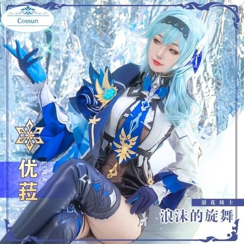 Game! Genshin Impact EuLa Spray Knight Game Suit Lovely Dancing Uniform Cosplay Costume Halloween Party Outfit Women 2021 NEW