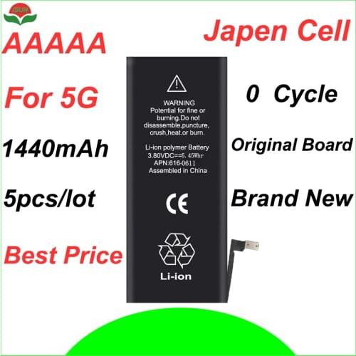 ISUN 5pcs/lot real capacity 0 cycle mobile battery for iPhone battery 5G 1440mAh 3.7V battery replacement