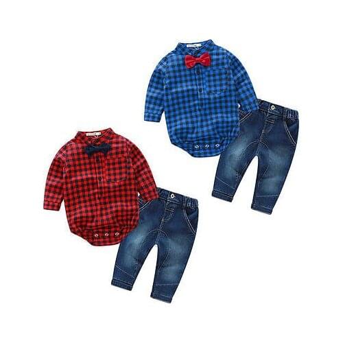 2pcs Kids Baby Boy Tops+Jeans Pants Outfits Clothes Set