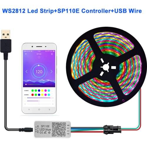 SP110 Bluetooth Controller USB Wire WS2812B Led Strip WS2812 Individually Addressable RGB Pixel Light 30/60/144 Pixel Waterproof