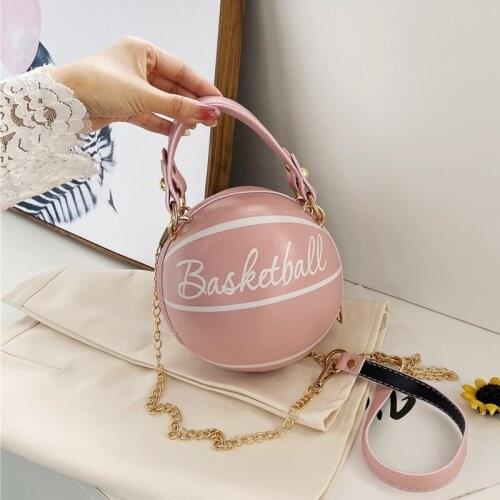 Small Chain Crossbody Bag for Women Basketball Shape PU Leather Female Handbag Mini Round Football Tote Shoulder Bag ZD1895