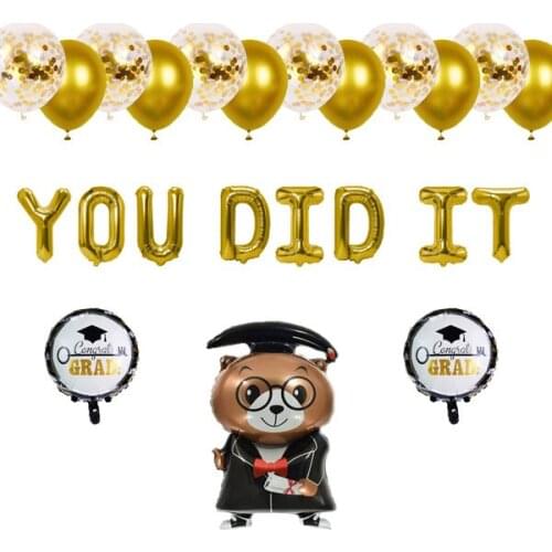 Bear Grad Mylar Graduation Balloons You Did it Banner Congrats Graduate Balloons Congrats Grad Decorations Balloons
