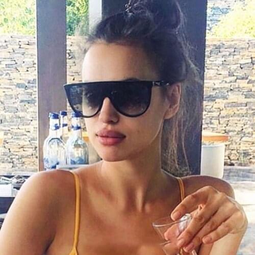 Fashion Flat Top Oval Sunglasses Women Luxury Brand Designer Vintage Thin Clear Sun Glasses For Female Oculos de sol Shades