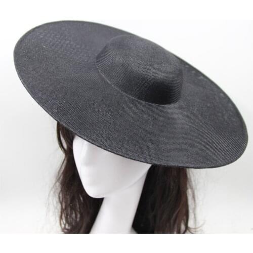 Wholesale 37.5CM BIg Hat Base WIde Brim Flat Linen DIY Wedding Cocktail Church Ladies Fascinator Hat Accessories DIY Material