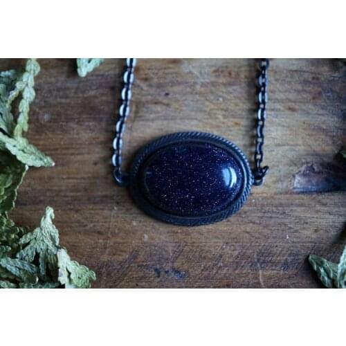 Blue Goldstone Victorian Necklace-boho Choker Necklace-Crystal Choker-Witch Moon Goddess Necklace/Crystal Necklace-Celestial