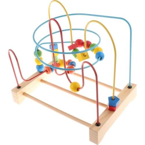 Wooden Bead Labyrinth Puzzle Game Color Shape Recognition Eye-hand Coordination Educational Toy Gift for Children Baby Kids