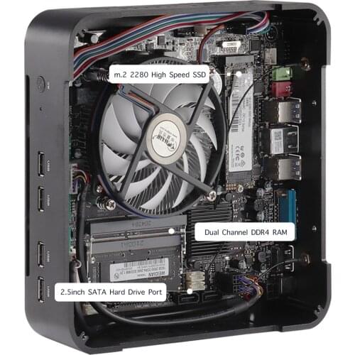 Portable small size Intel Core i7 11700 Core i5 11400 Windows11 Linux m.2 ssd mini pc alloy case with Fan latest 19v desktop PC