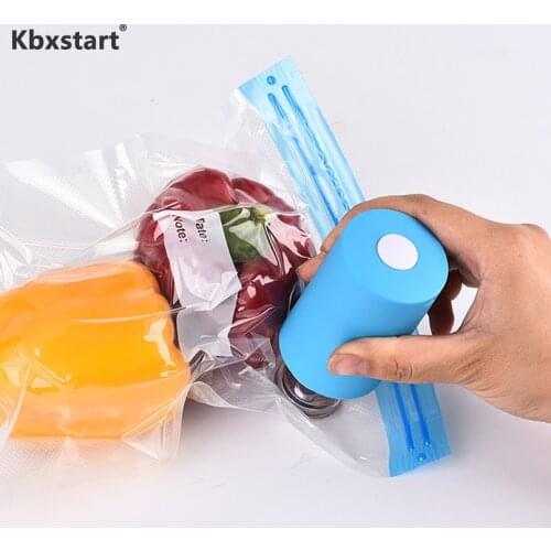 Kbxstart Mini Portable Handy Vacuum Sealer USB Rechargeable Vacuum Machine With 5 Vacuum Storage Bags For Food Preservation