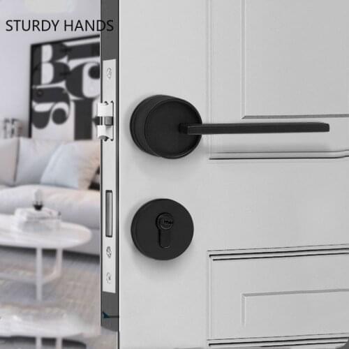 Simple Black Split Lock Zinc Alloy Indoor Silent Bedroom Door Lock Universal Handle Lock Furniture Hardware Accessories